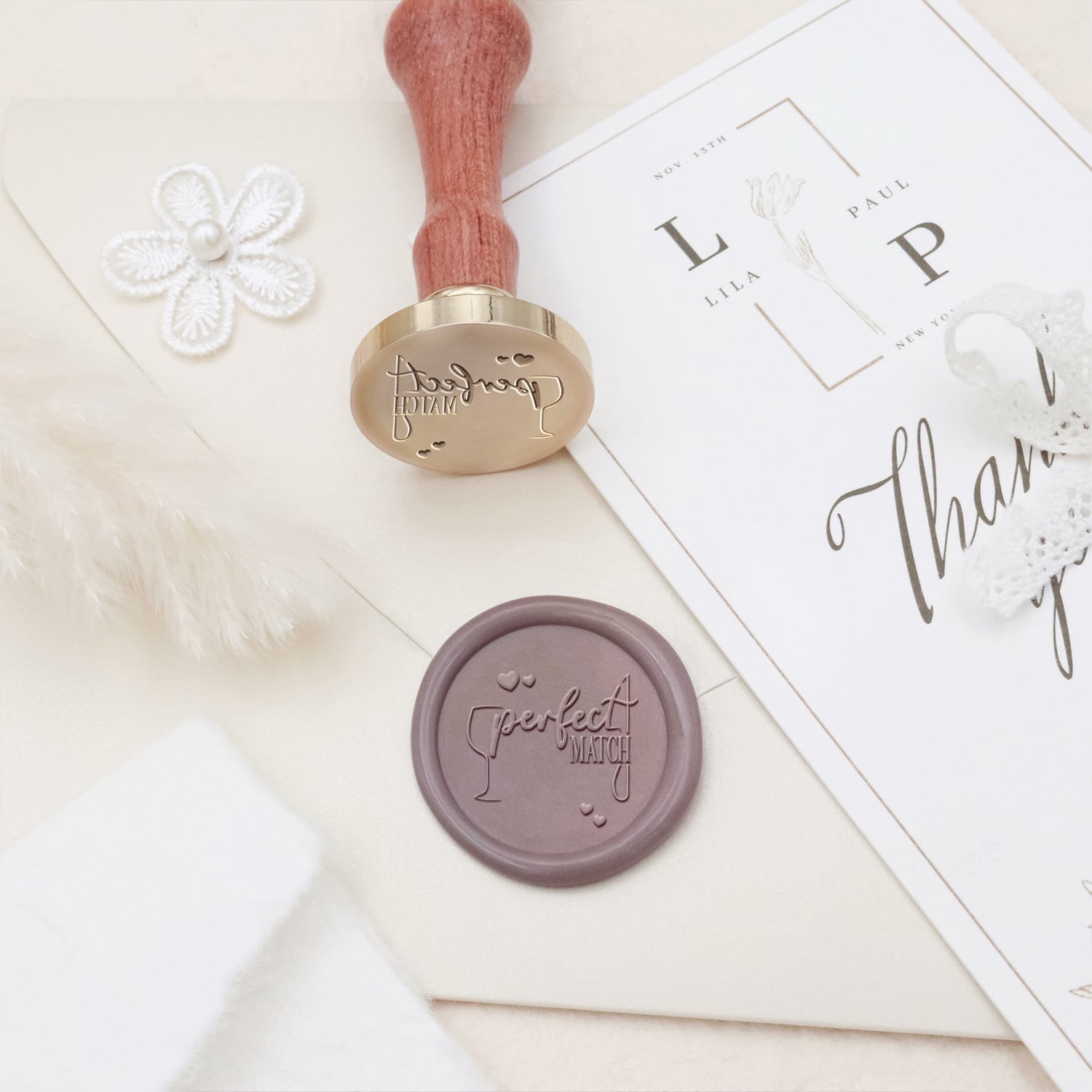Sello de Lacre para Invitación y Anuncio de Boda - Estilo 8 8-3