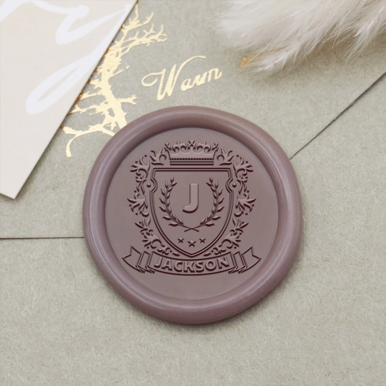 Sello de Caucho Personalizado con Sello de Lacre del Escudo Familiar Jackson 2