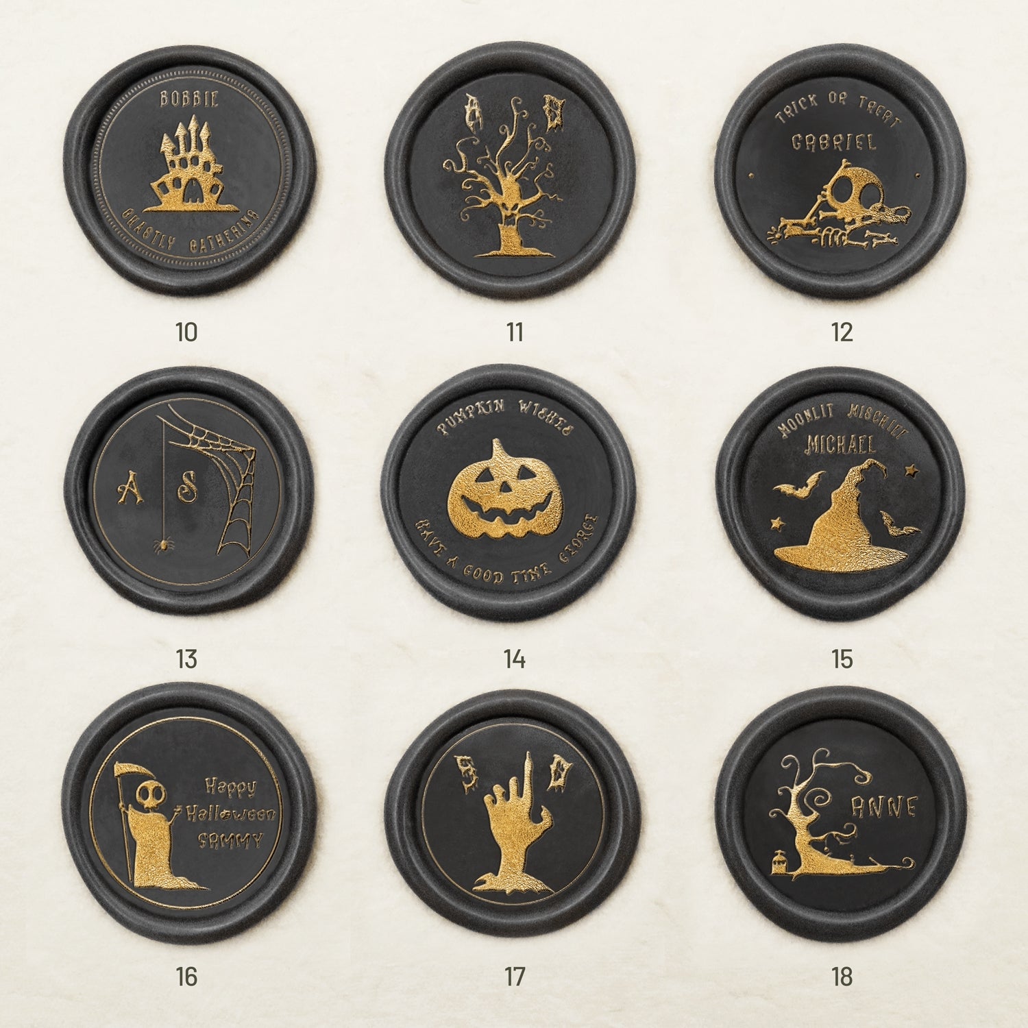 Sello de Caucho de Lacre con Nombre Personalizado de Halloween-sku2