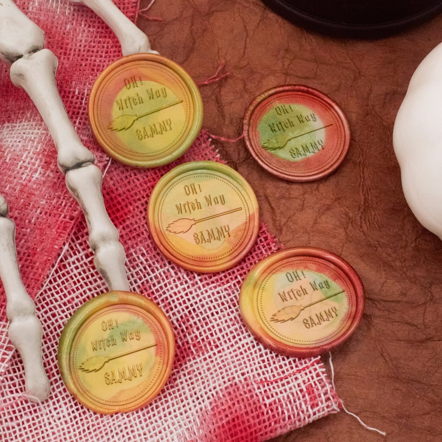 Sello de Lacre de Nombre de Escoba de Brujas de Halloween Personalizado 3