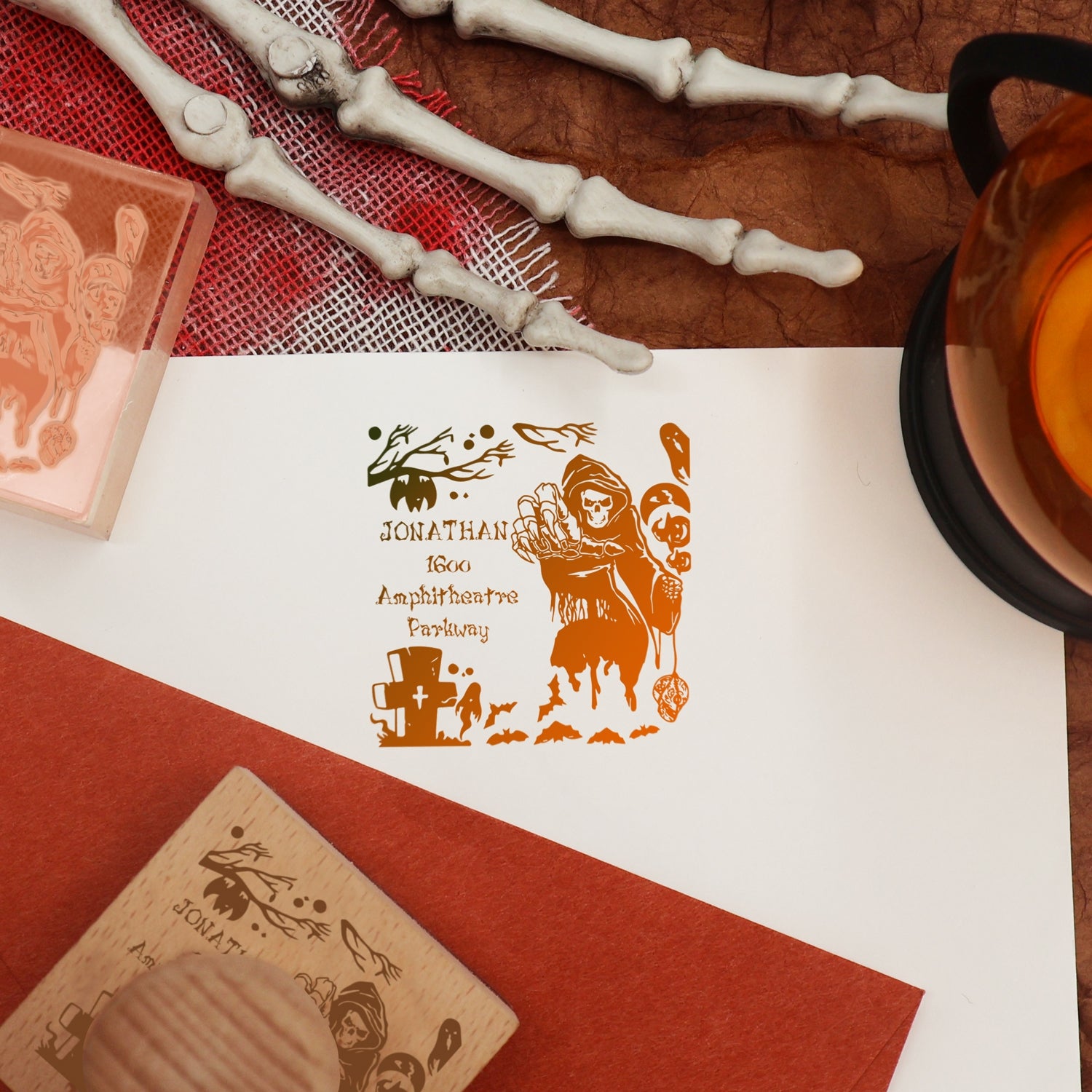 Sello de Caucho Personalizado de Dirección de Halloween 3