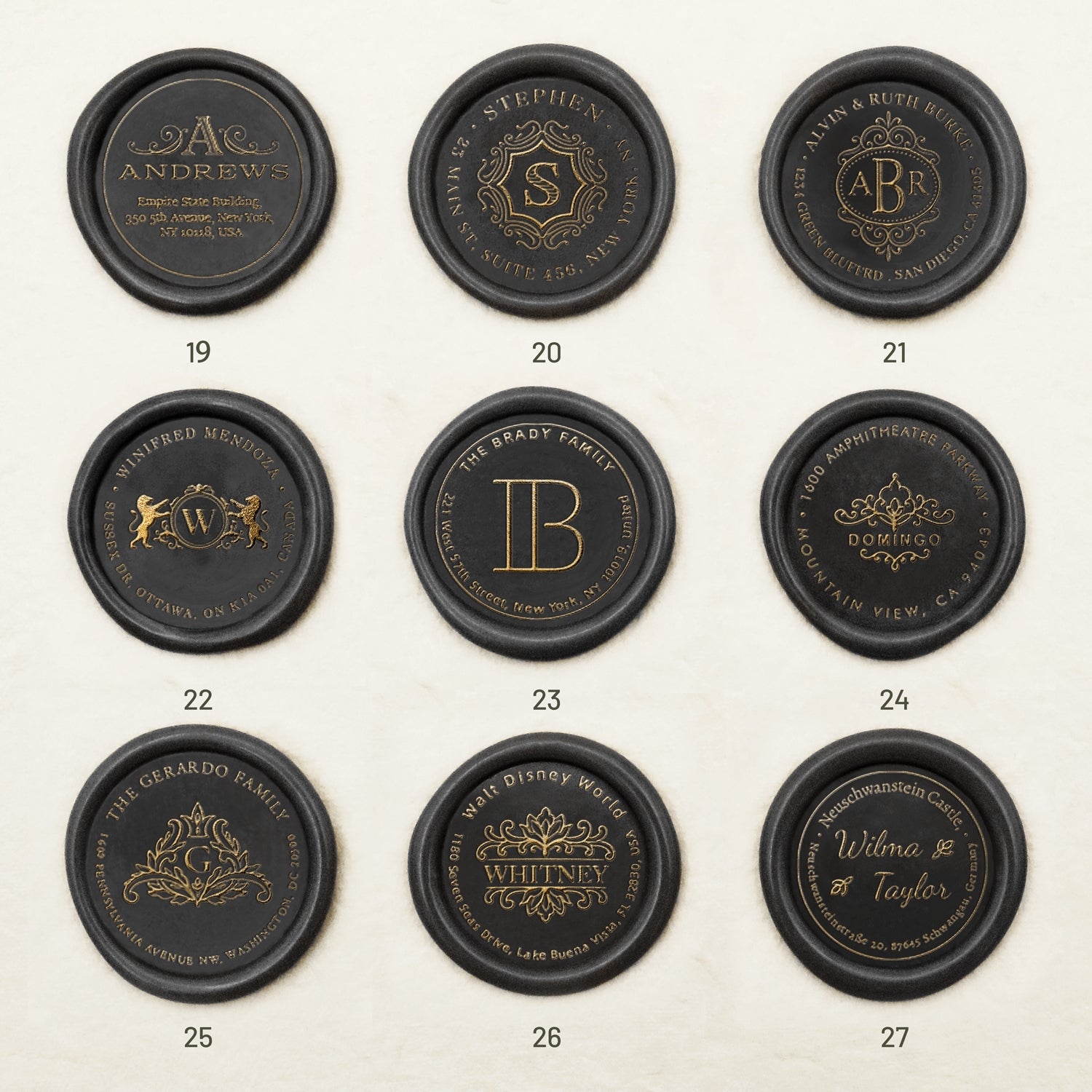 Sello de Lacre Personalizado para Dirección (27 diseños) Custom-Address-Wax-Seal-Stamp3