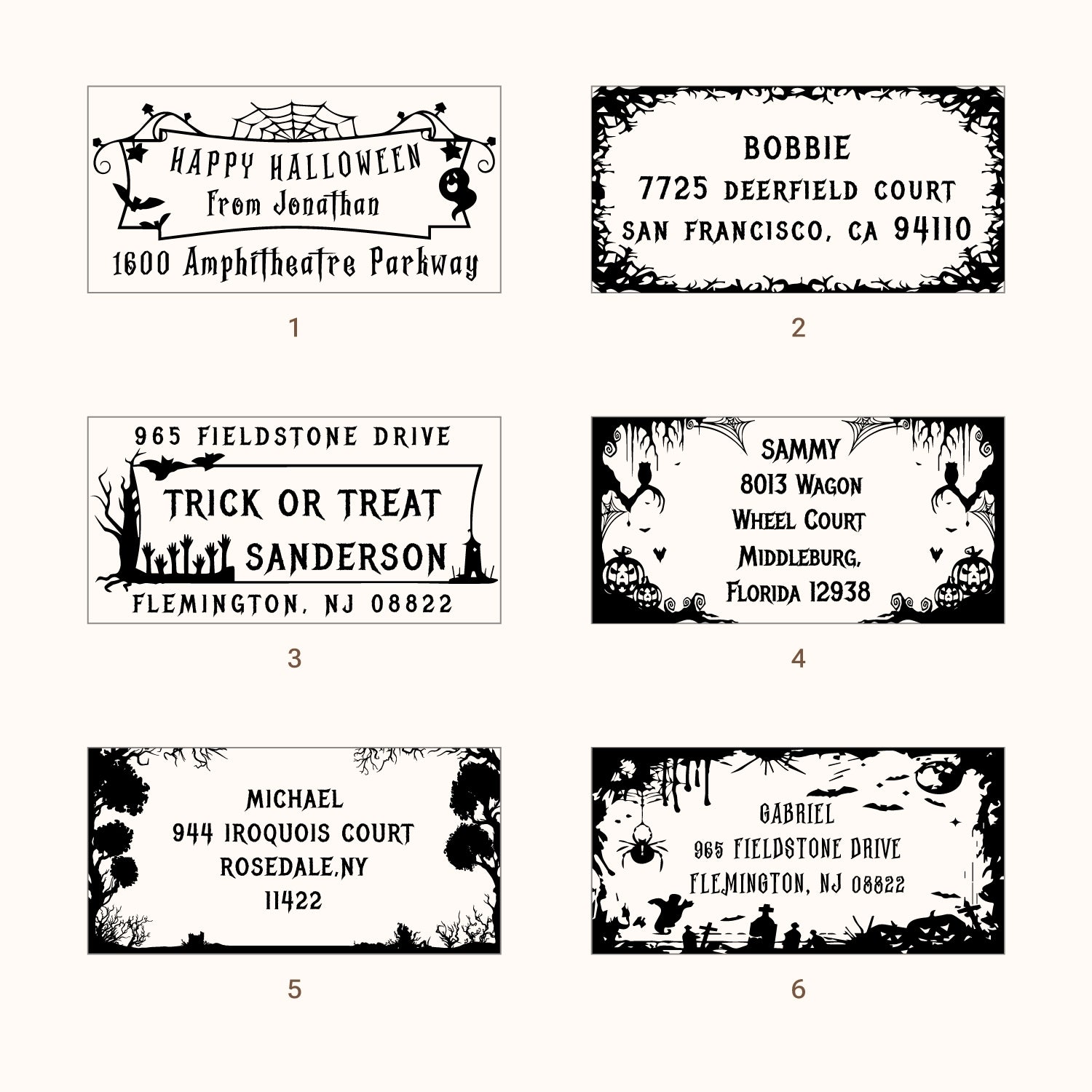 Sello de Caucho Rectangular Personalizado de Dirección de Devolución de Halloween (27 Diseños)-sku