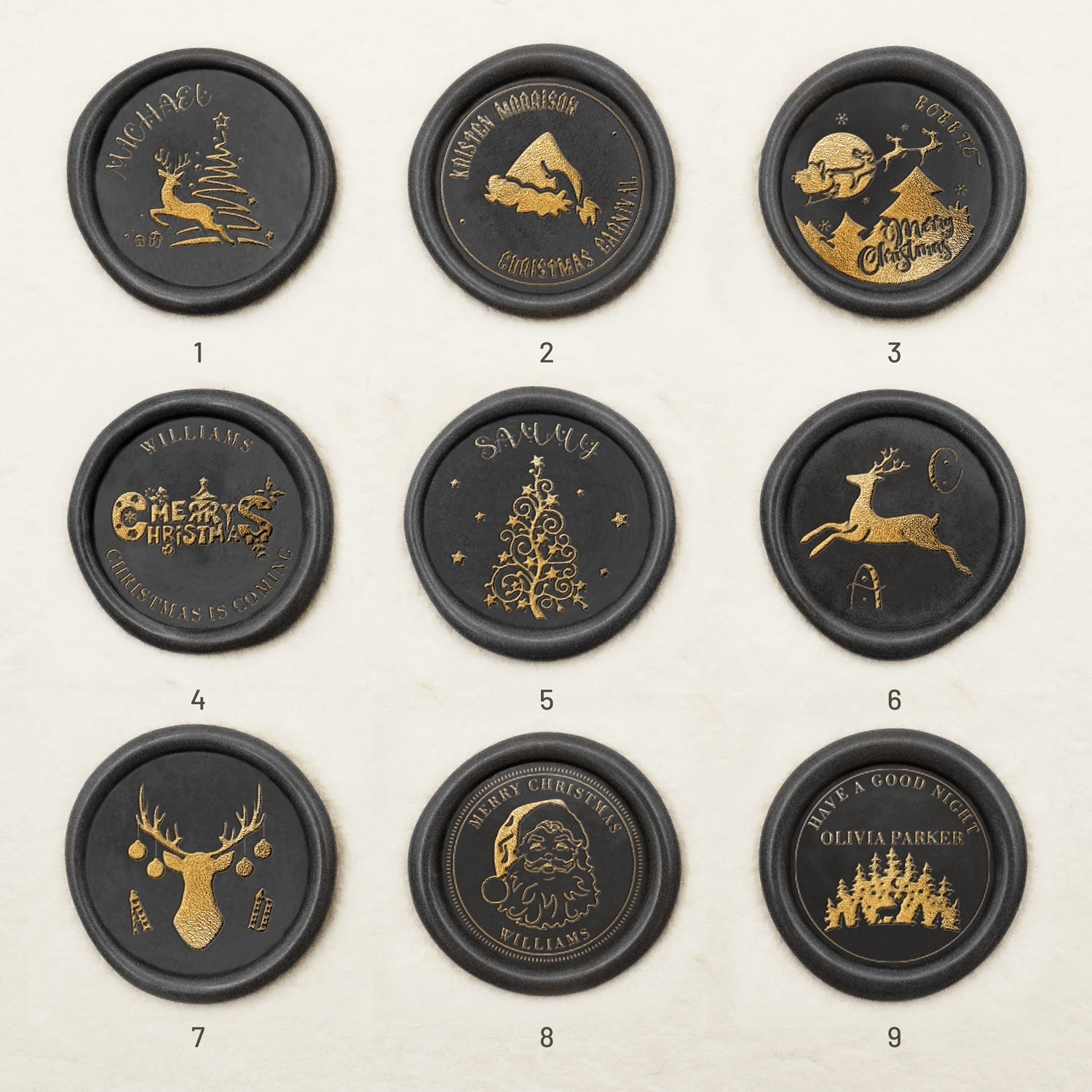 Sello de Caucho de Lacre Personalizado con Nombre de Navidad (27 Diseños) Christmas-1