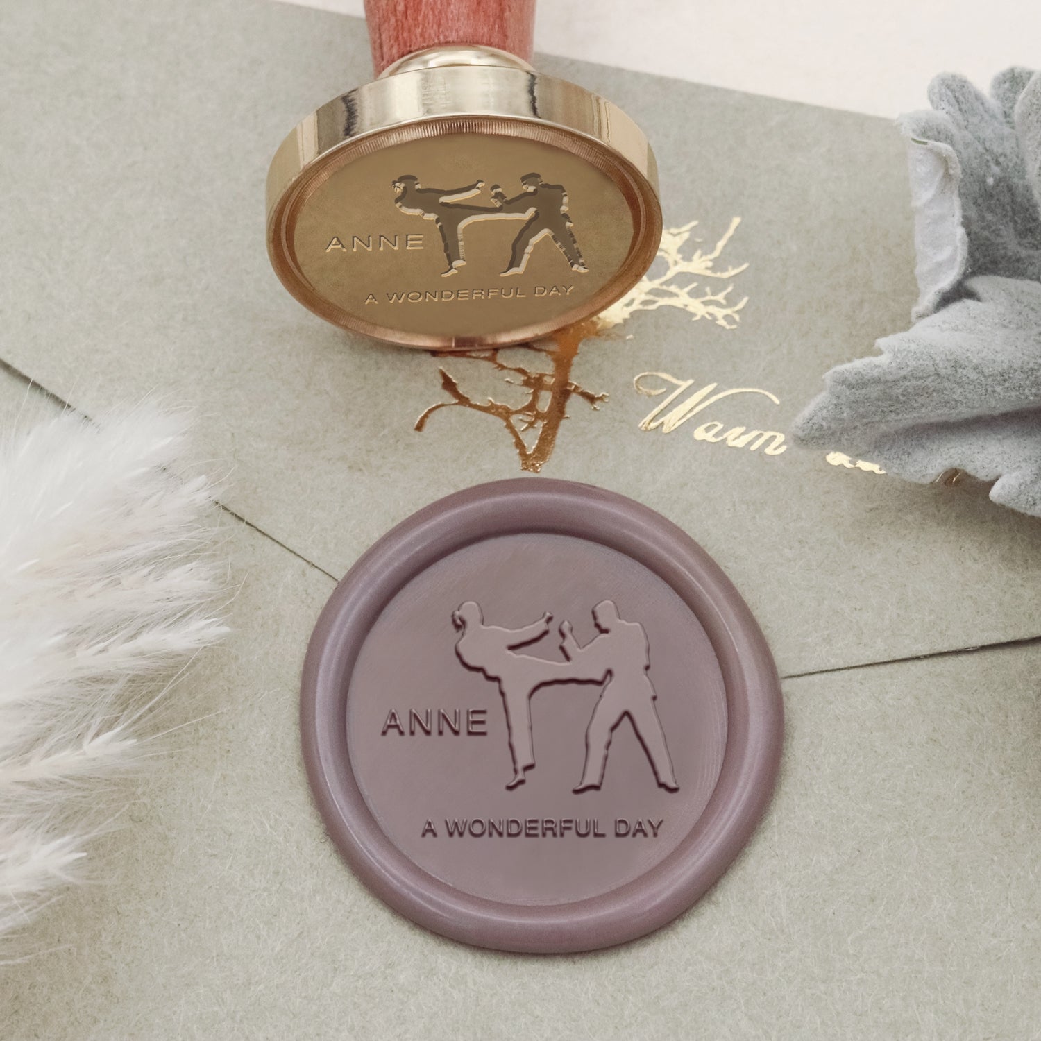 Sello de Lacre Personalizado con Nombre de Deportes de Artes Marciales - Stamprints