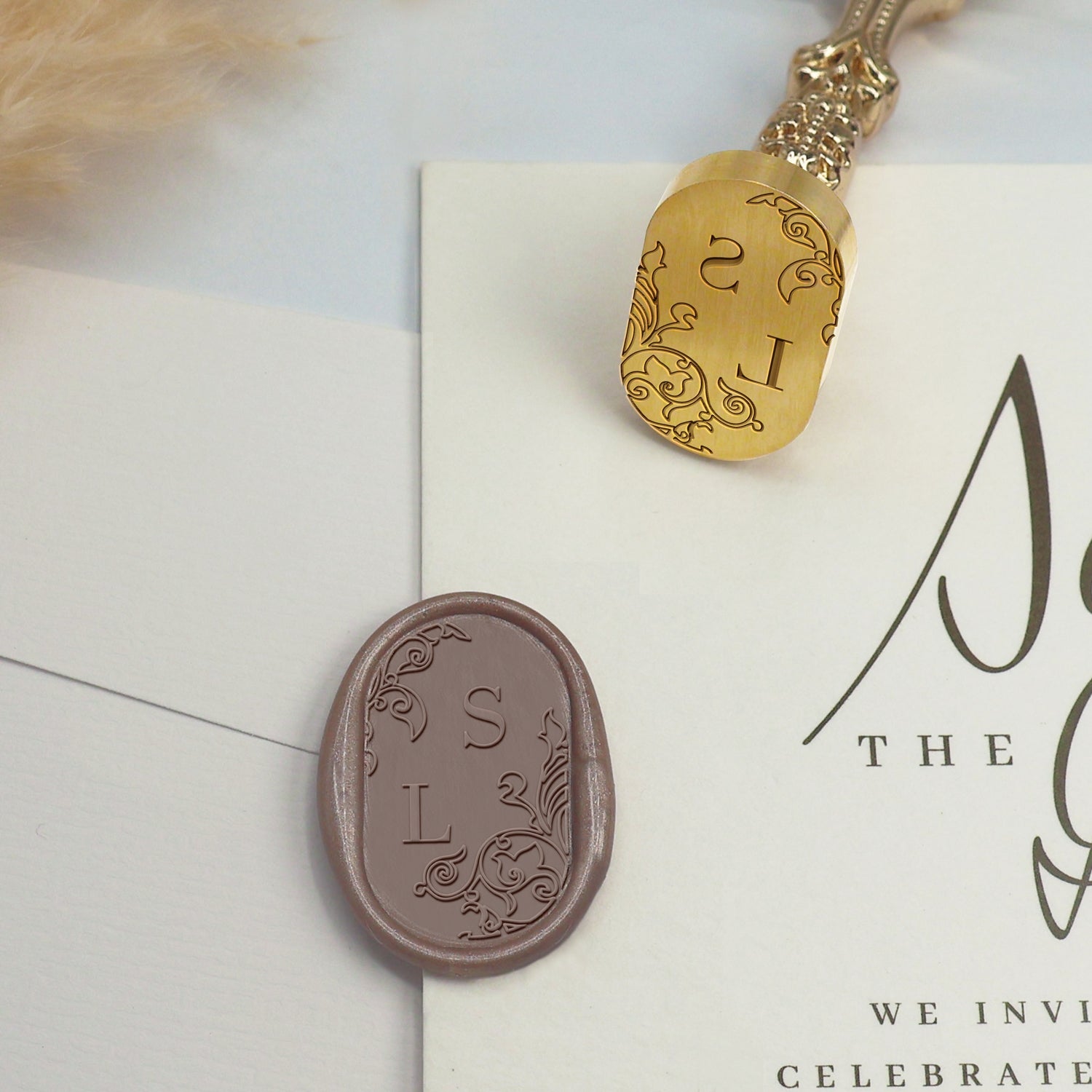 Sello de Lacre Ovalado Personalizado para Bodas - Estilo 8 3