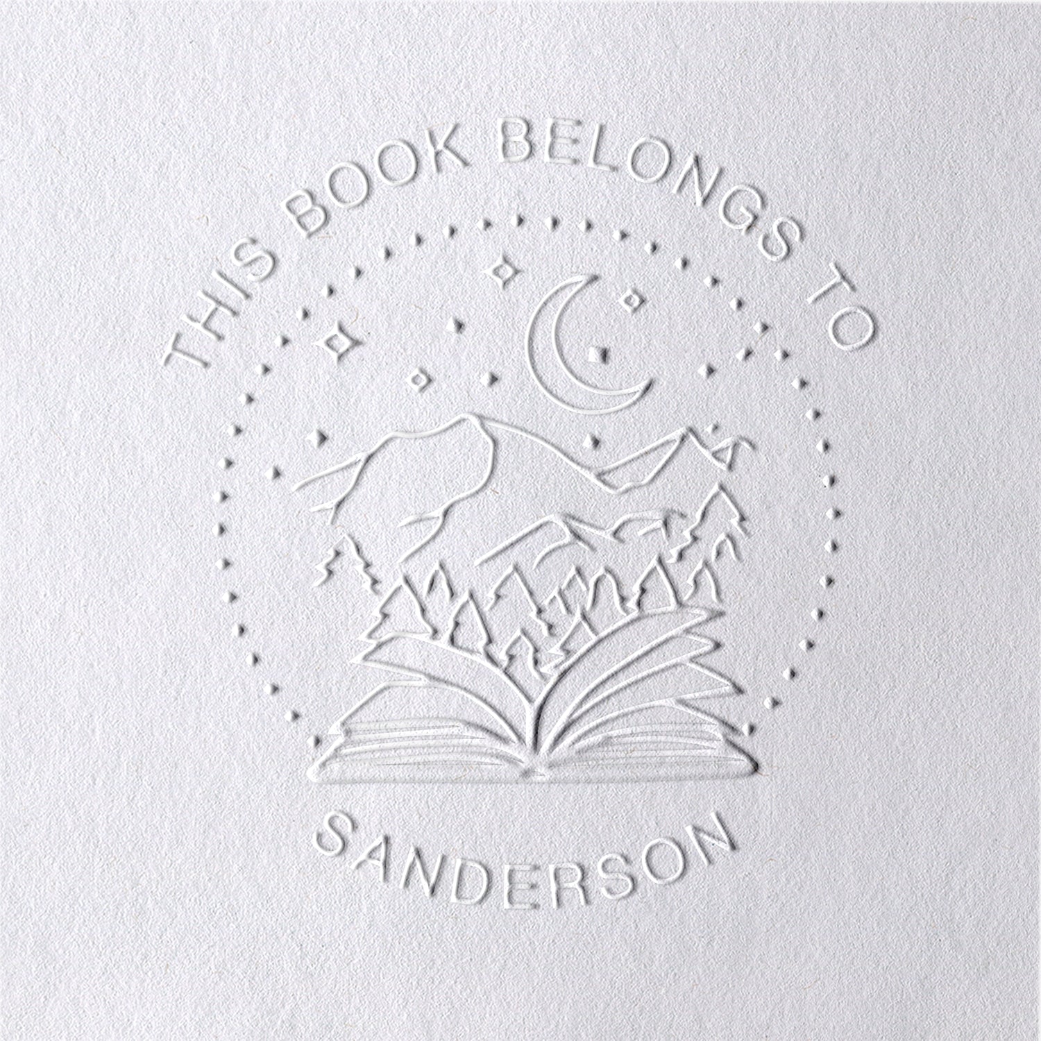 Sello en seco para libros personalizado cielo nocturno del bosque Sello en seco para libros personalizado cielo nocturno del bosque18-11
