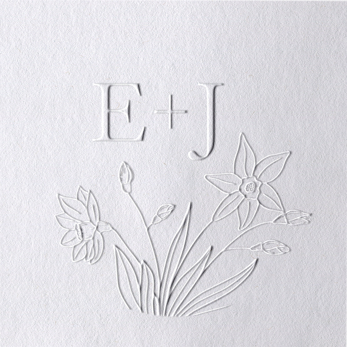 Sello en Seco de Monograma de Boda con Iniciales Botánicas Personalizado - Estilo 20 Sello en Seco de Monograma de Boda con Iniciales Botánicas Personalizado - Estilo 20201