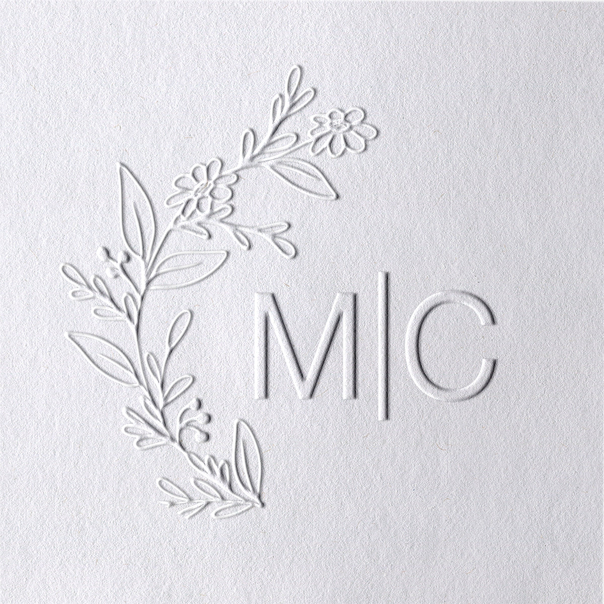 Sello en seco de Monograma de Boda con Iniciales Botánicas Personalizado - Estilo 3 Sello en seco de Monograma de Boda con Iniciales Botánicas Personalizado - Estilo 331