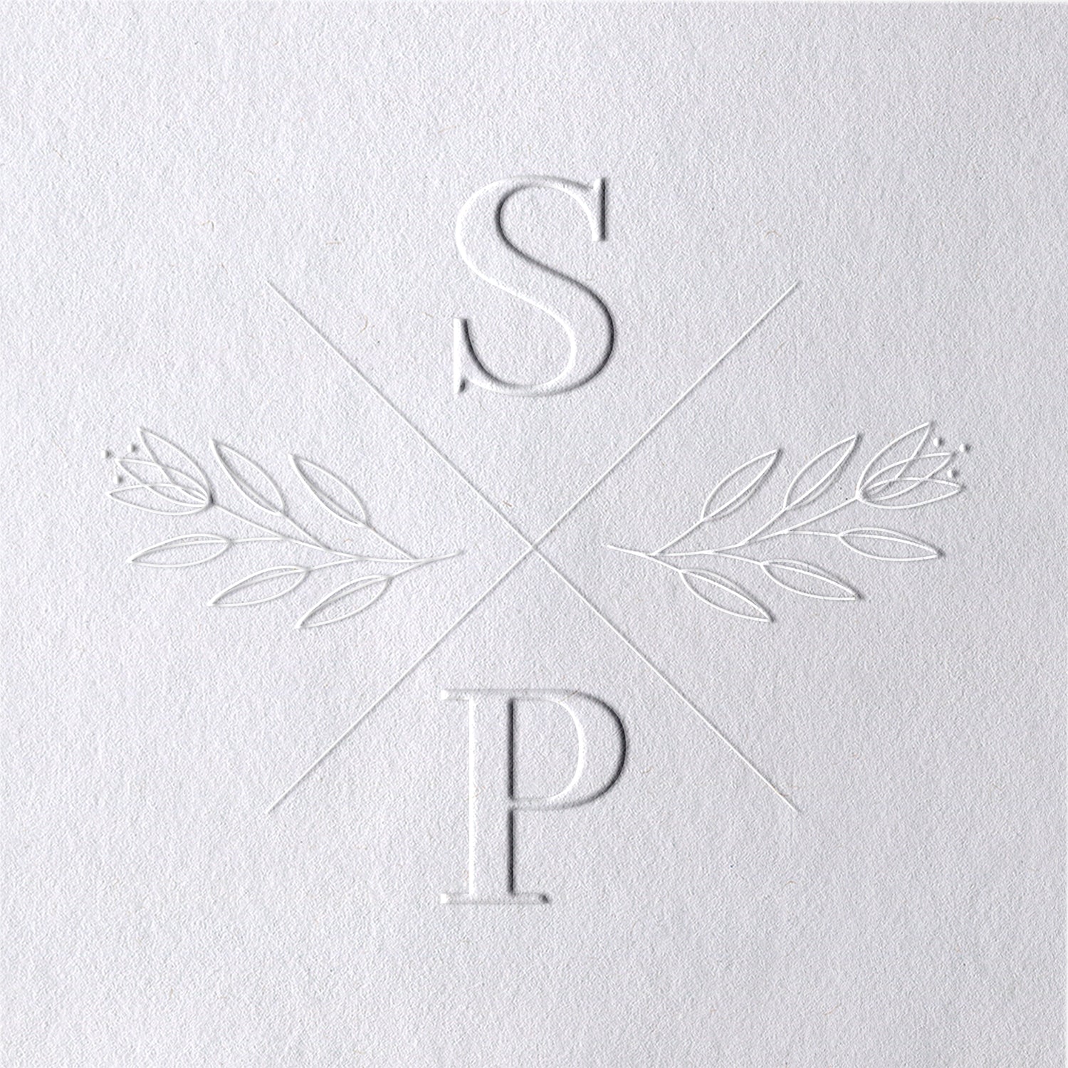Sello en Seco Personalizado de Monograma de Tulipán de Boda Inicial 141