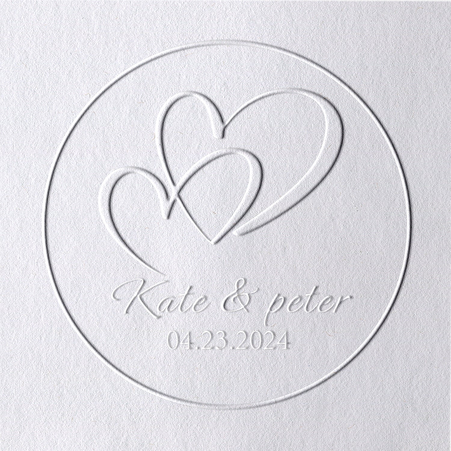 Sello en Seco de Boda de Corazones Superpuestos Personalizado 201
