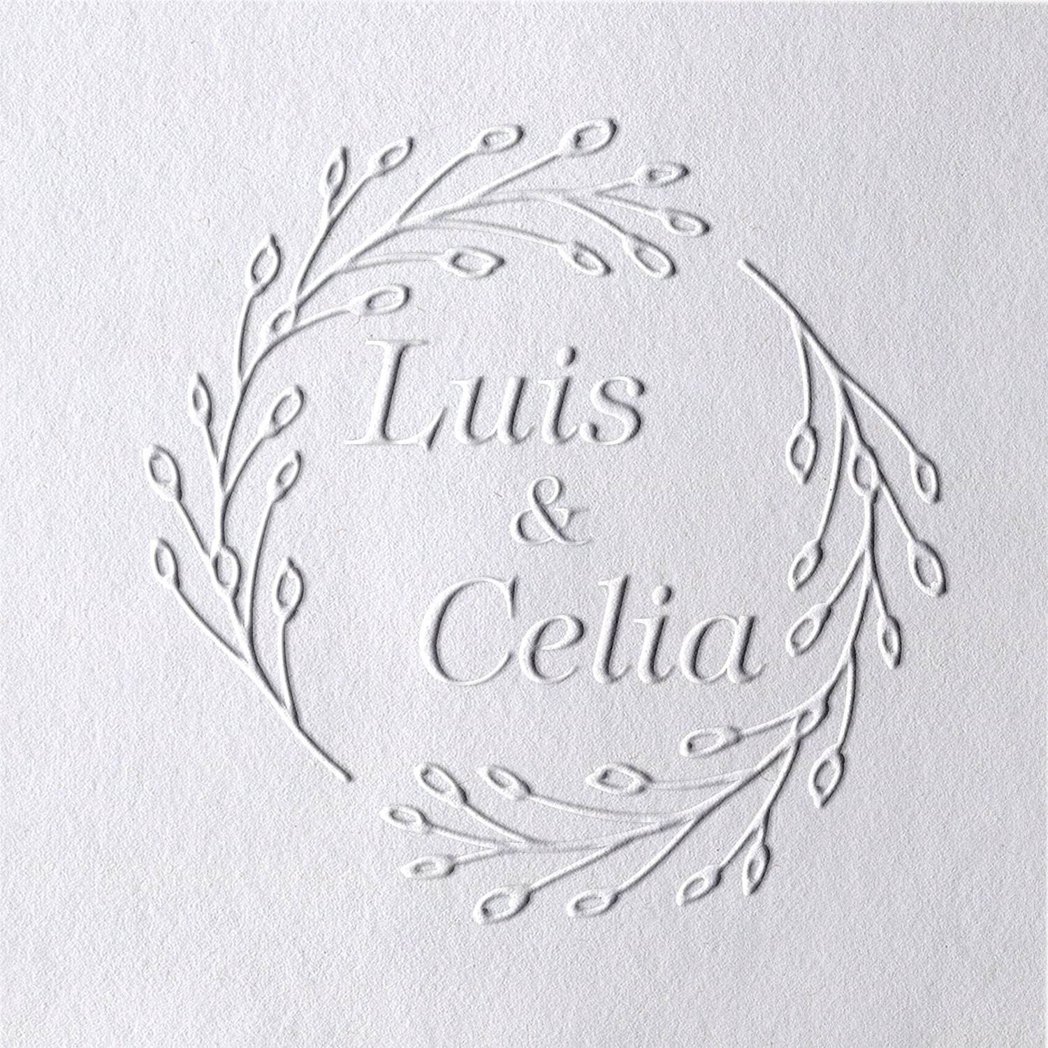 Sello en Seco de Corona de Capullos Personalizado para Boda 261