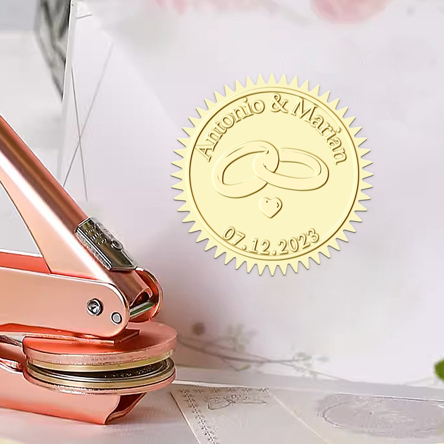 Anillos de Pareja Personalizados Sello en Seco de Boda 1271