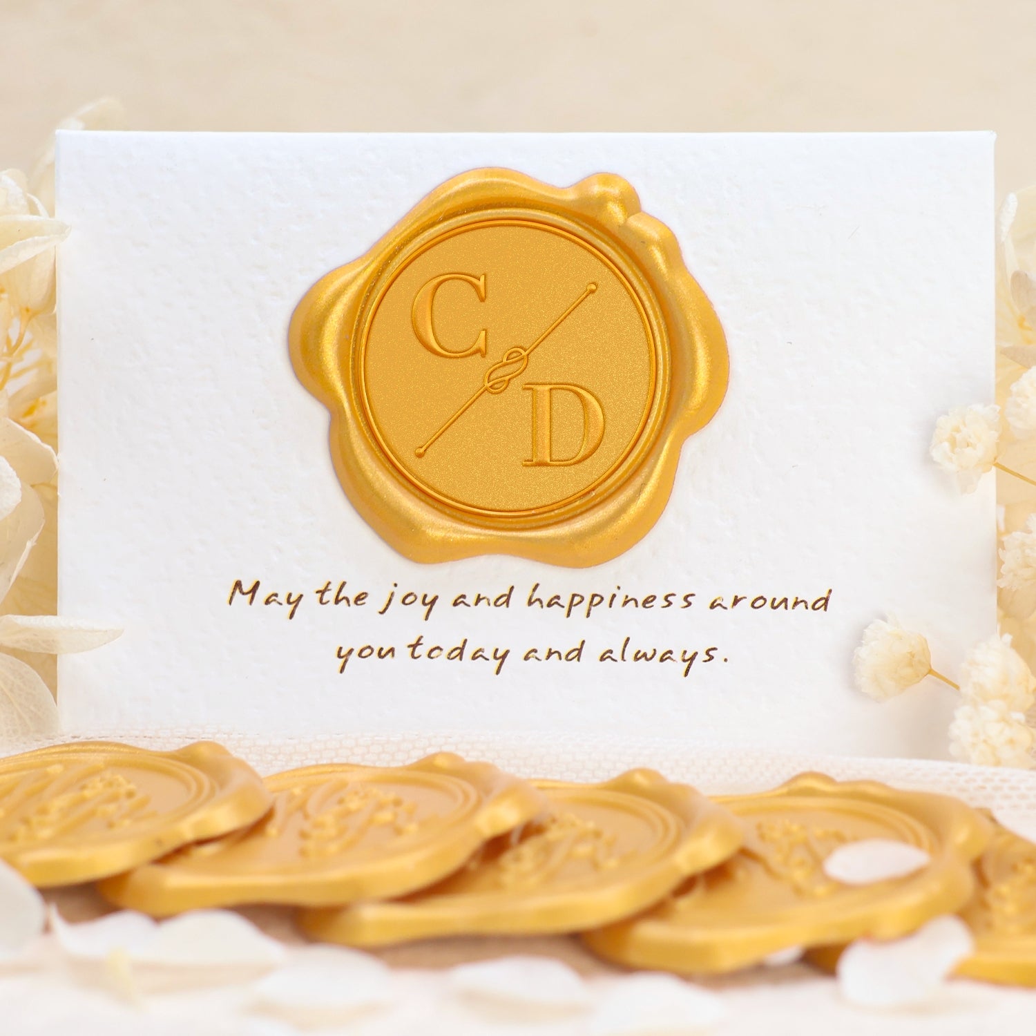 Pegatinas de Sello de Lacre Personalizado con Monograma de Nudo Simple para Boda 1-6