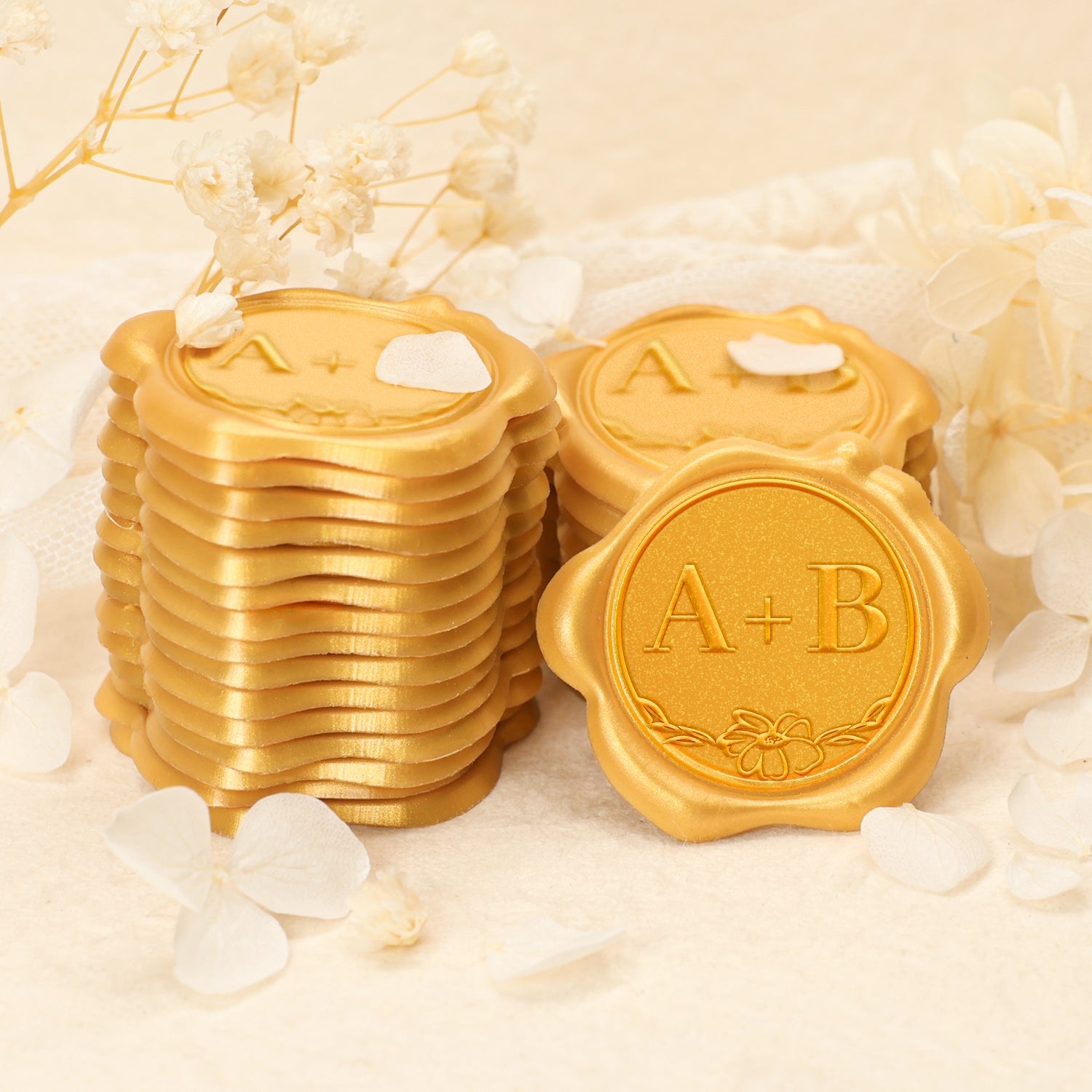 Pegatinas de Sello de Lacre de Monograma de Boda Floral Personalizado 2-2