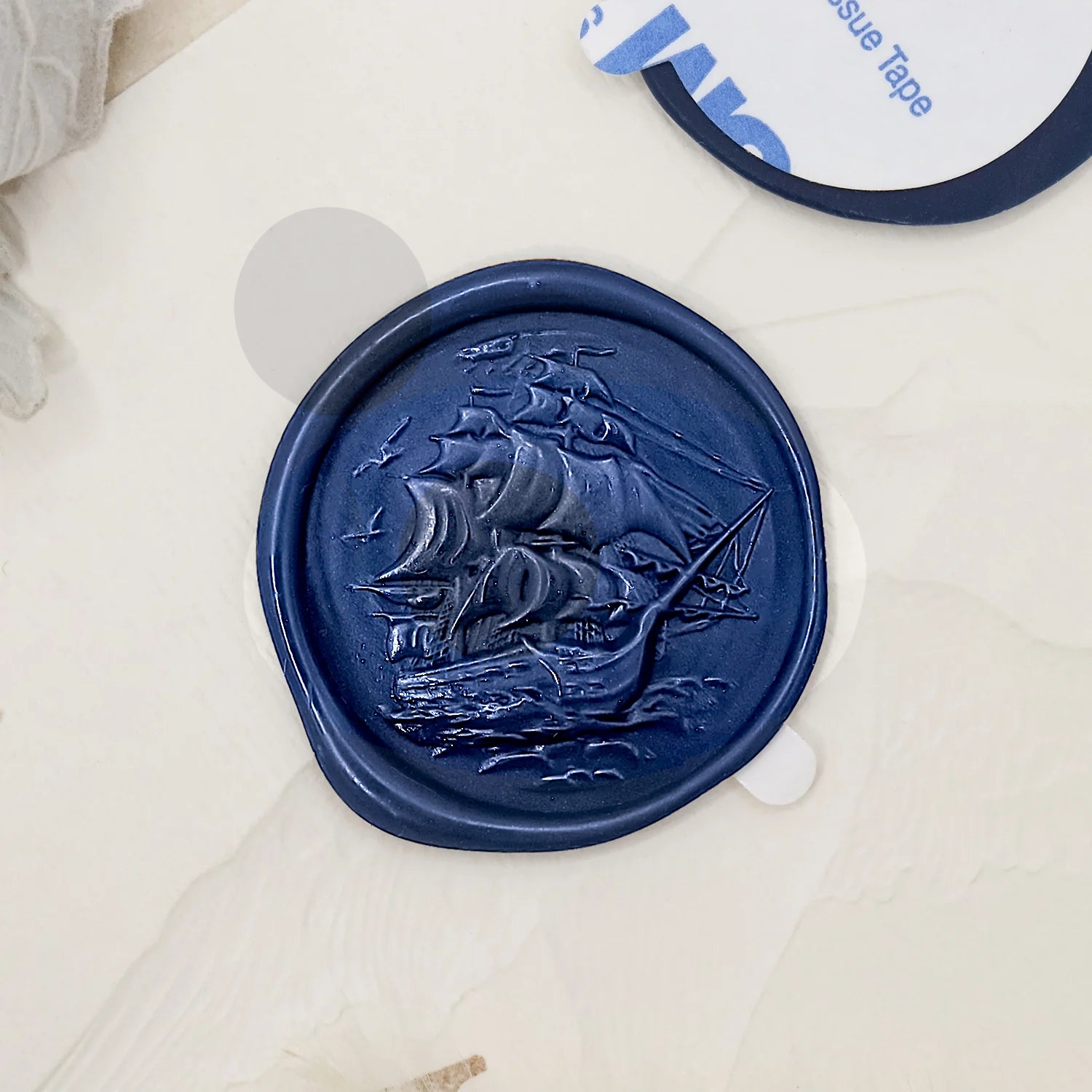 Pegatinas Autoadhesivas de Sello de Lacre con Relieve 3D de Barco Velero 5-4