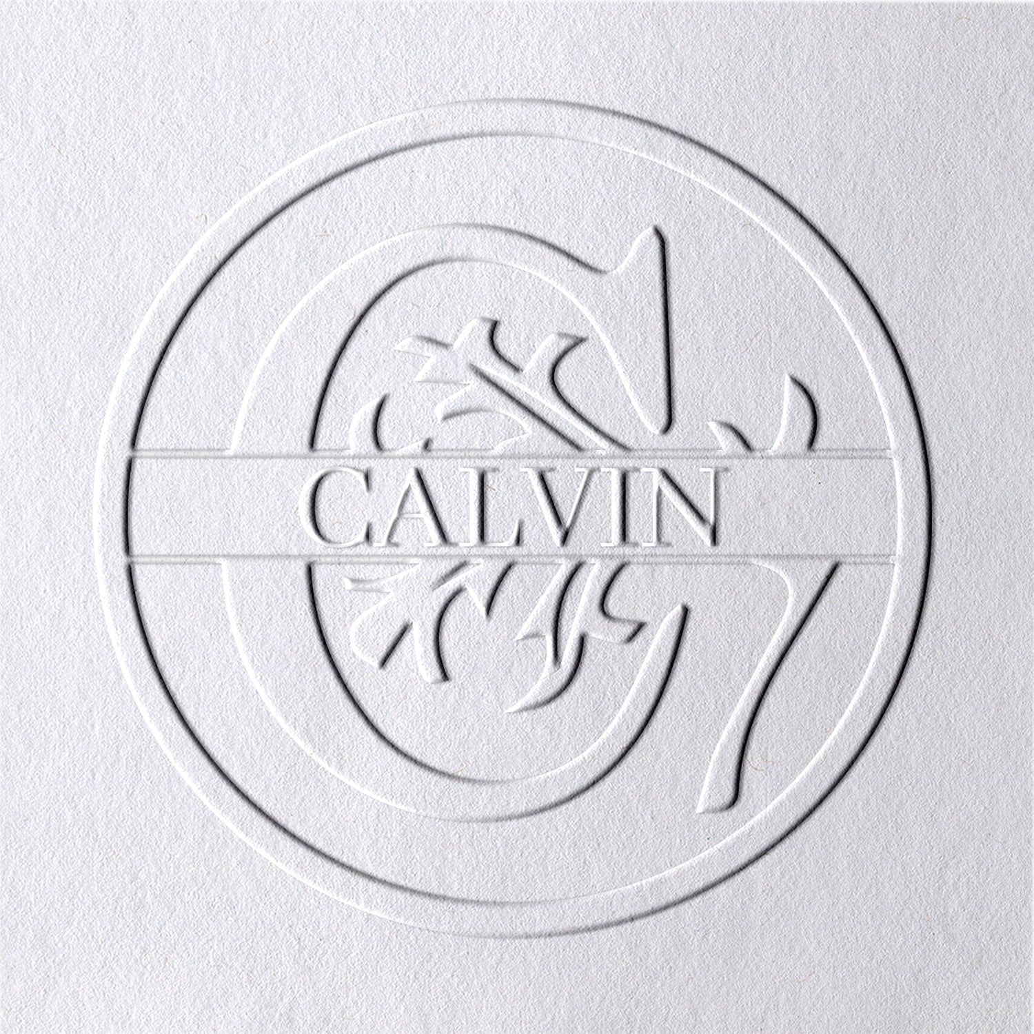 Sello en seco personalizado de nombre floral de 26 letras - C C1
