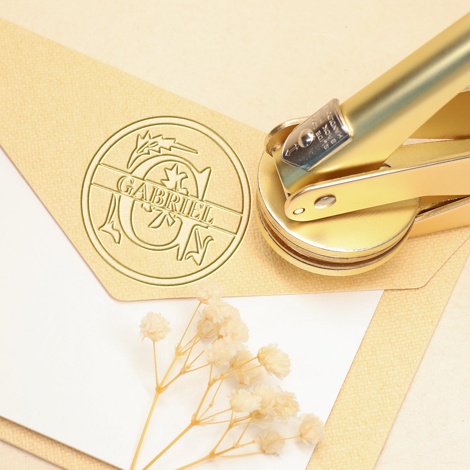 Sello en Seco de Nombre Floral Personalizado de 26 Letras - G G11
