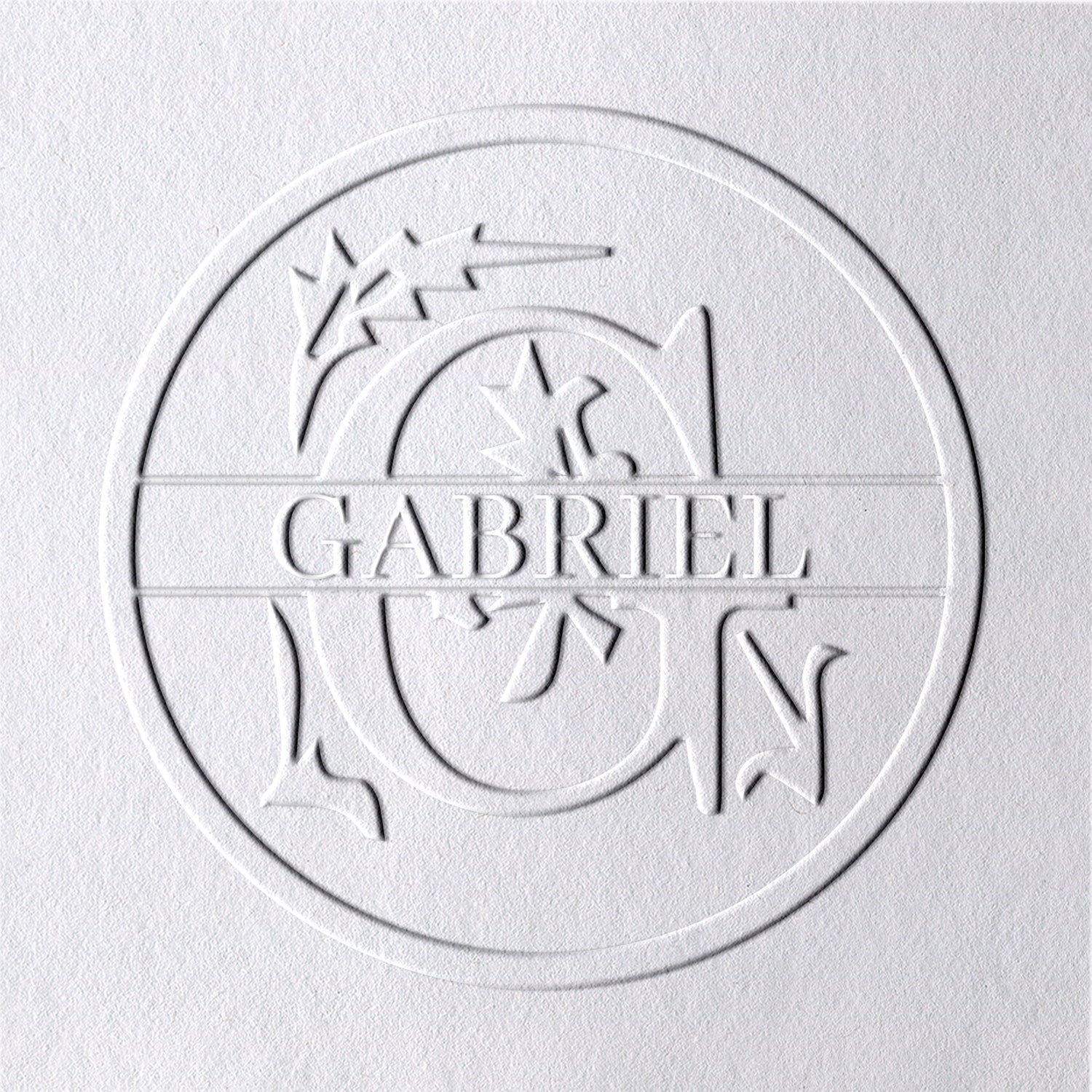 Sello en seco de nombre floral personalizado de 26 letras - G G1