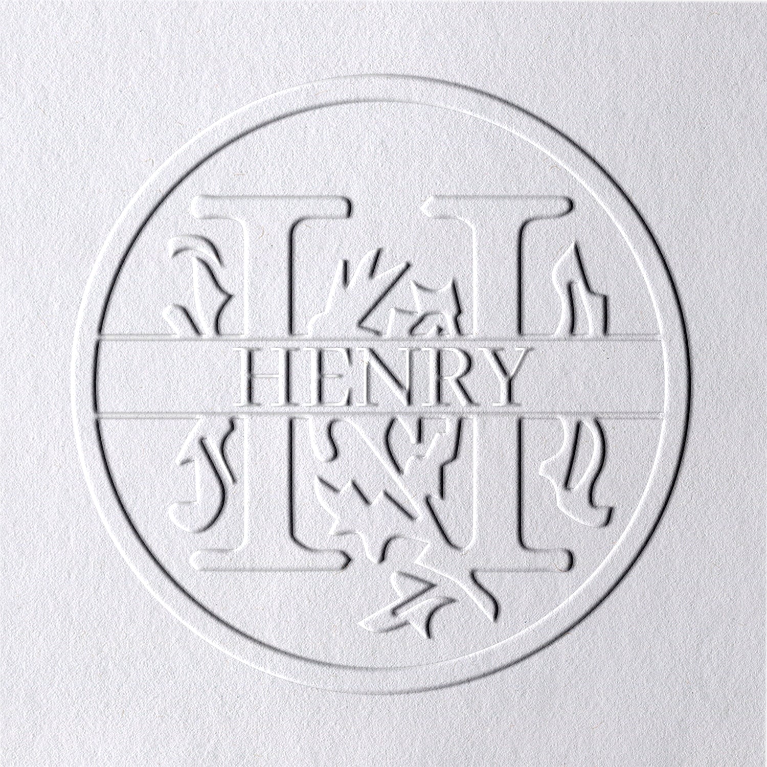 Sello en Seco de Nombre Floral Personalizado de 26 Letras - H H1