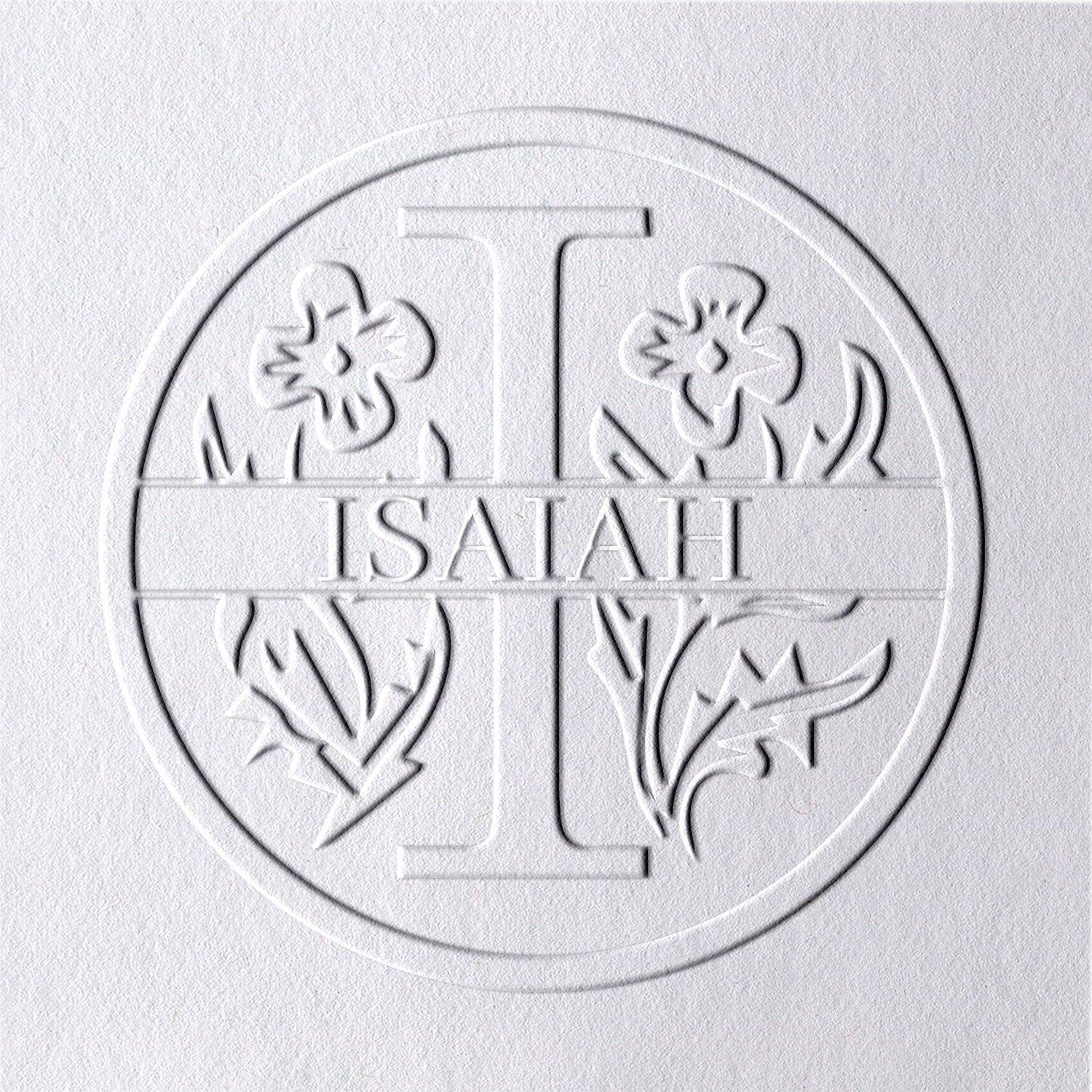Sello en Seco de Nombre Floral Personalizado de 26 Letras - I I1
