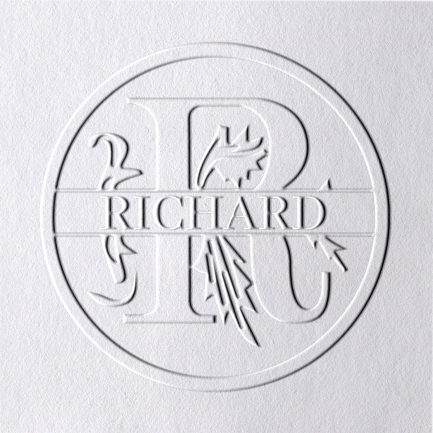 Sello en Seco de Nombre Floral Personalizado de 26 Letras - R R1