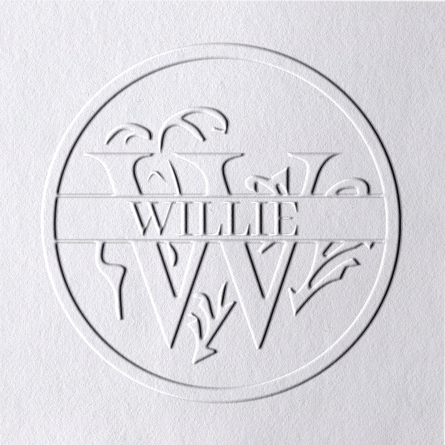 Sello en Seco de Nombre Floral Personalizado de 26 Letras - W W1