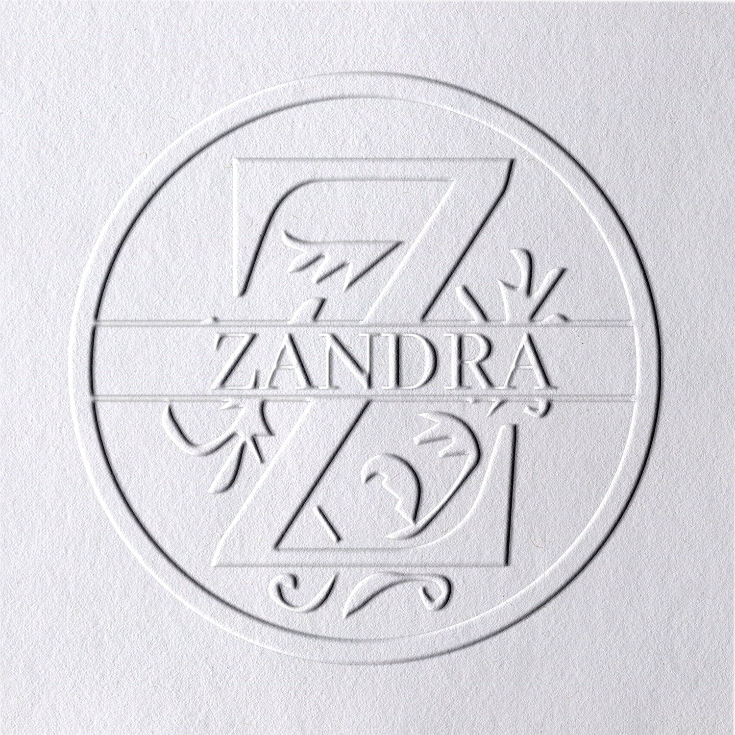 Sello en Seco de Nombre Floral Personalizado de 26 Letras - Z Z1