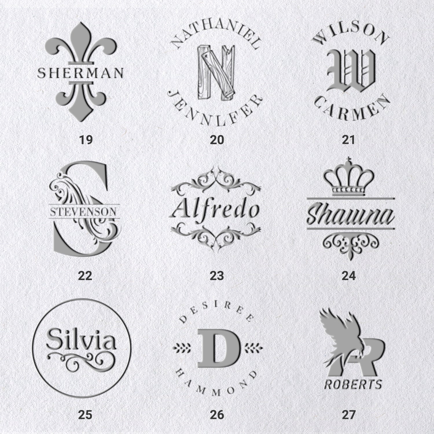 Sello en Seco de Nombre Personalizado (27 Diseños) sku_31