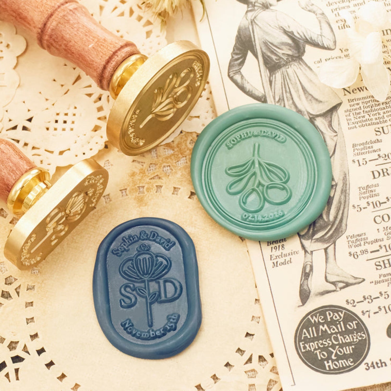 Sello de Lacre Ovalado Personalizado para Boda (27 Diseños) 31