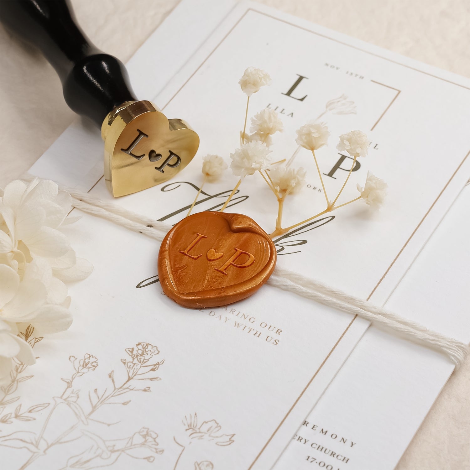 Sello de Lacre Personalizado en Forma de Corazón con Tu Diseño sello de lacre forma de corazón
