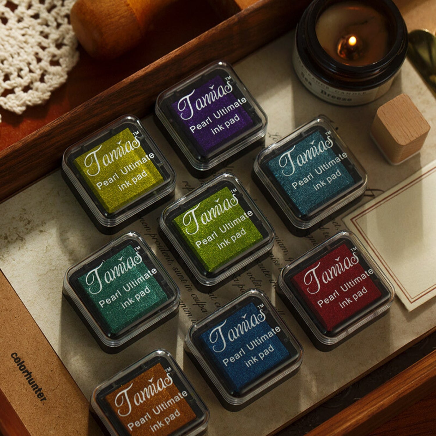 Almohadilla de Tinta Nacarado Mini Retro de 8 Colores 1