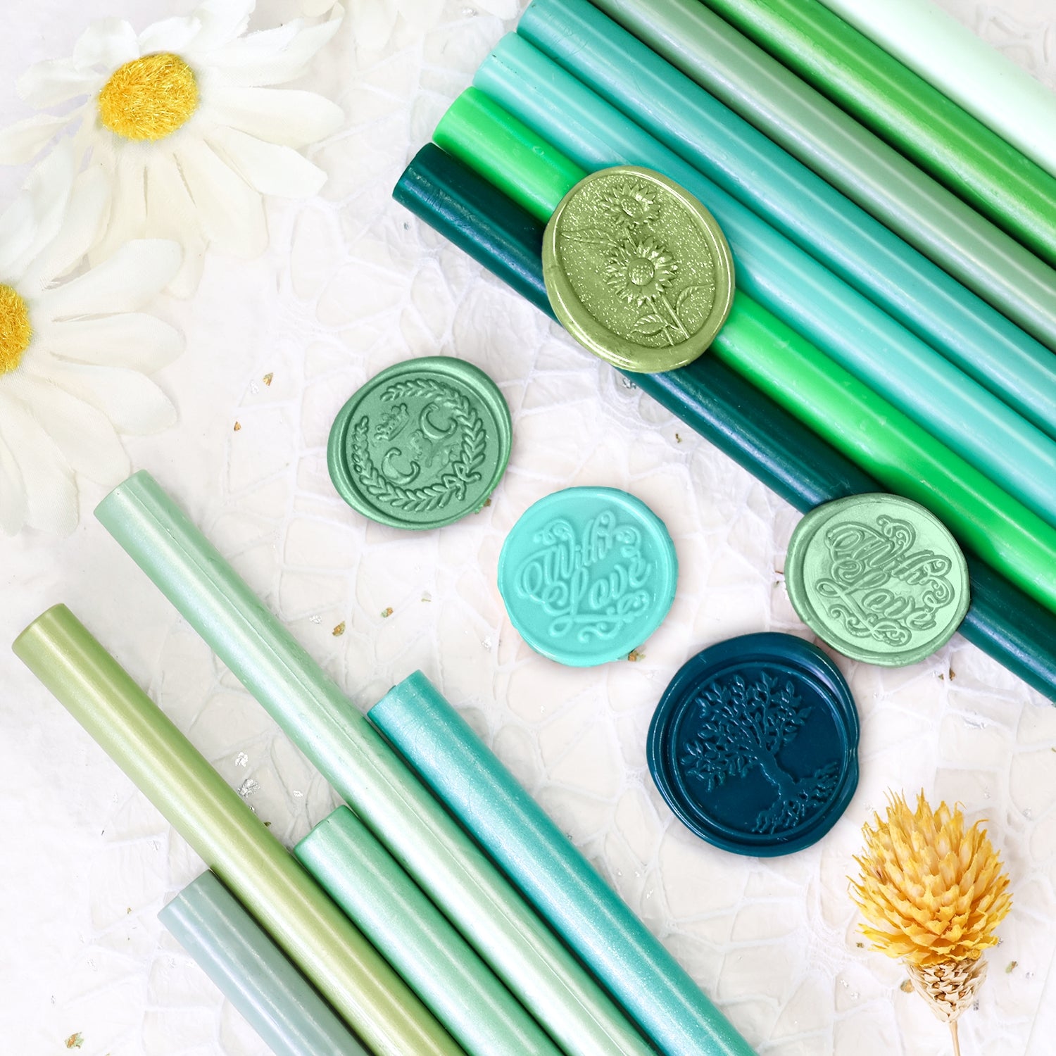 Conjunto de Barras de Lacre Verde para Sellar (20 Piezas Aleatorias)1