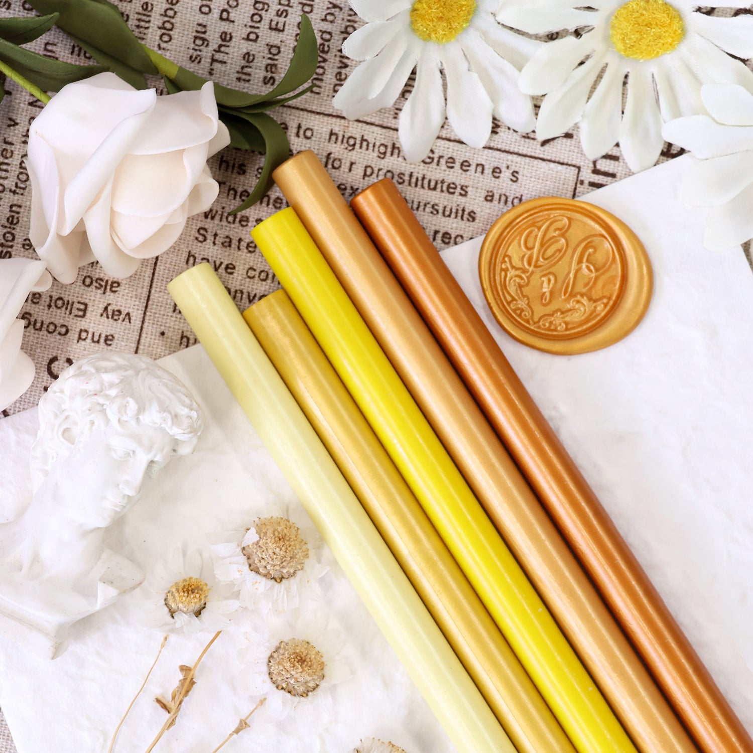 Juego de Barras de Lacre Amarillo (20 Piezas Aleatorias)1