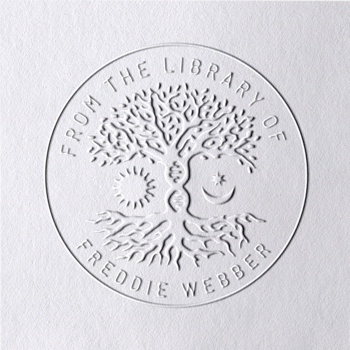Sello en Seco de Libro Árbol de la Vida Personalizado de la Biblioteca2