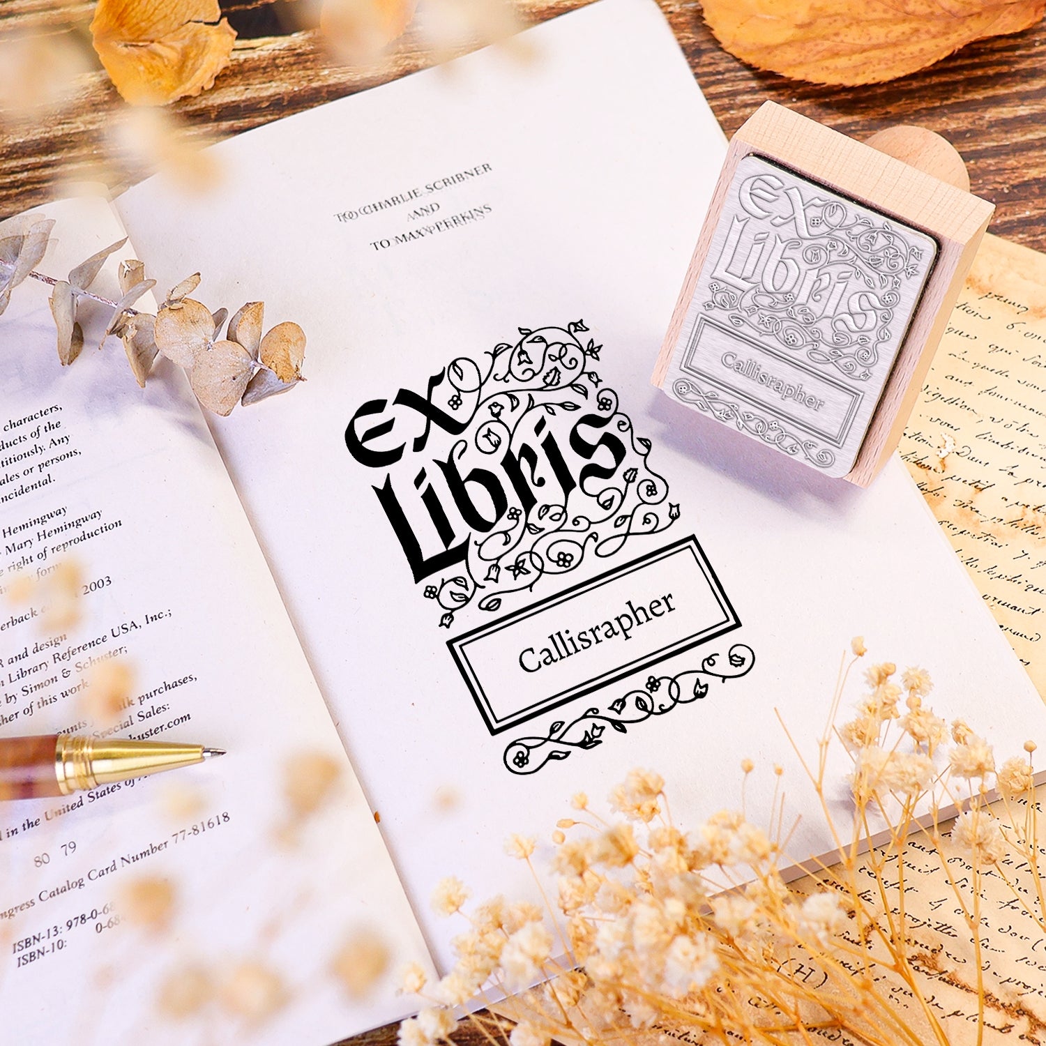 sello de caucho personalizado para libros uso portada de libro