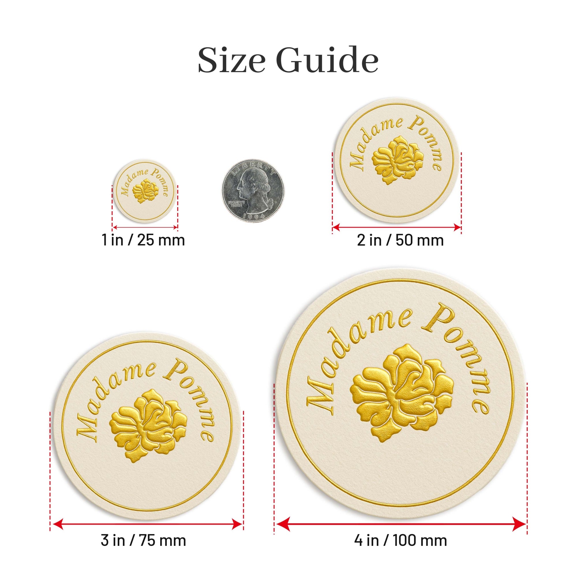 Pegatinas con Textura de Foil de Estampación en Relieve de Lujo - Etiquetas de Foil de Estampación Dorado Premium tamaño