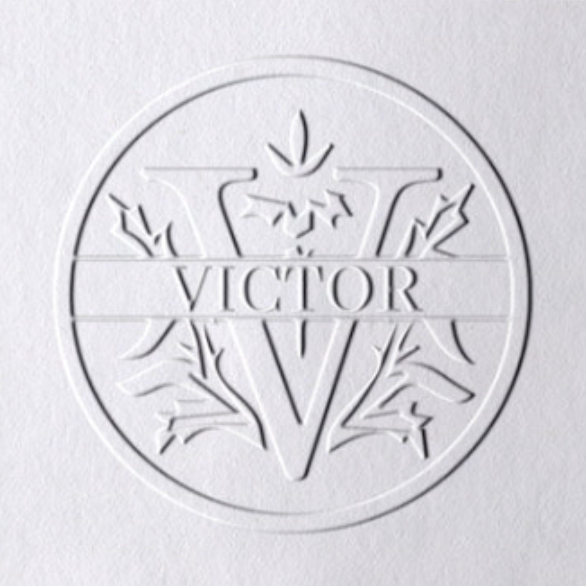 Sello en Seco de Nombre Floral Personalizado de 26 Letras - V