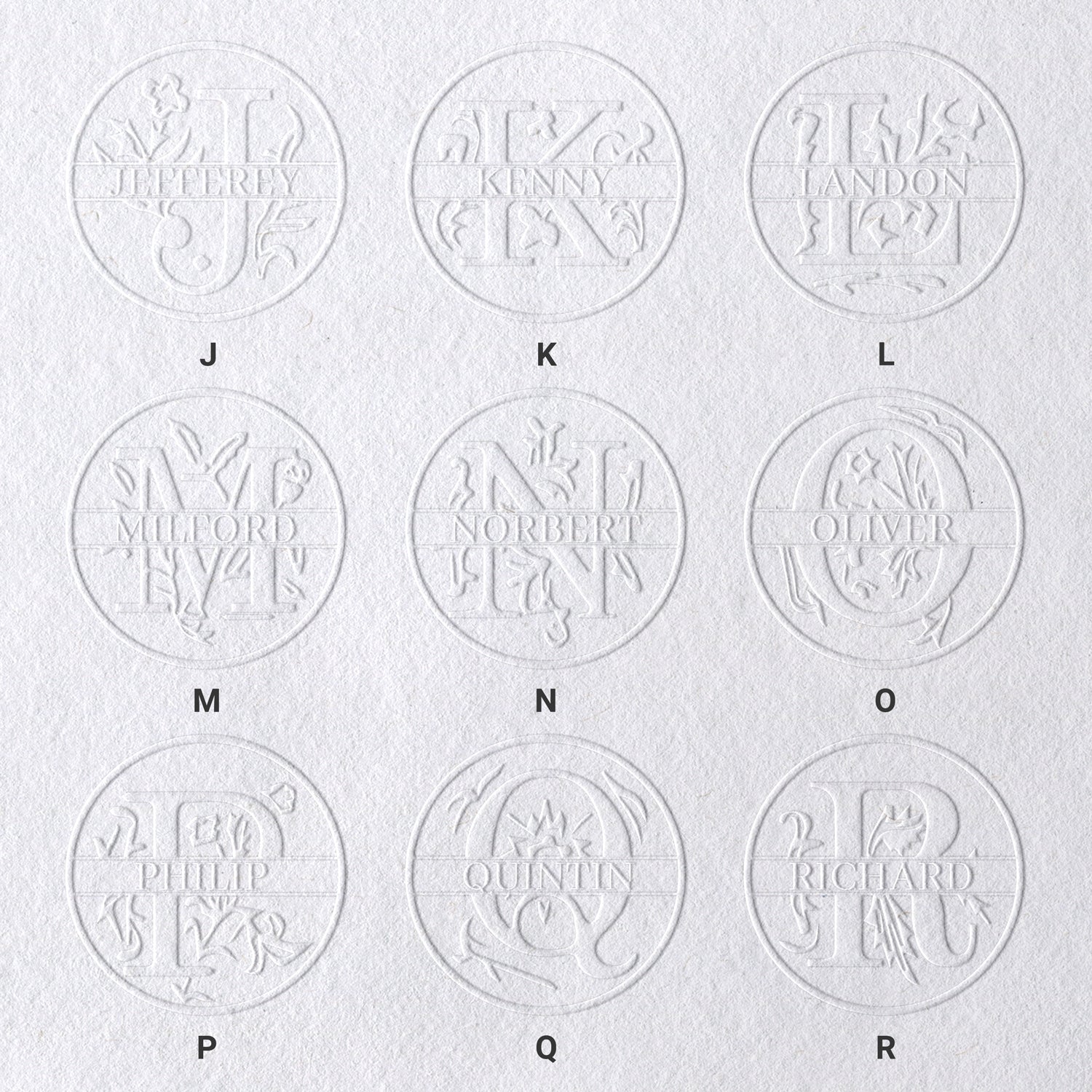 Sello en Seco de Nombre Floral Personalizado de 26 Letras sku-21