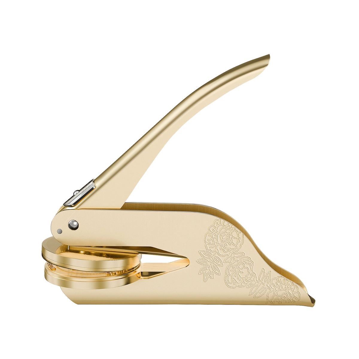 Sellos secos personalizados con diseño personalizado con tu obra de arte dorado