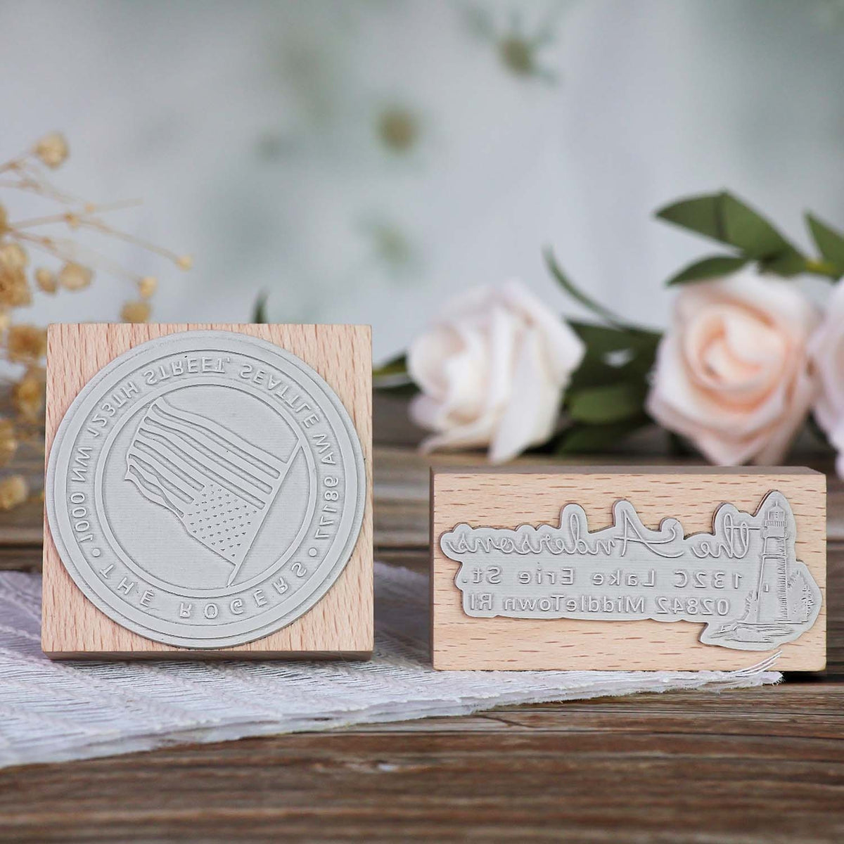 Sello de Caucho de Madera Cuadrado Personalizado para Dirección4