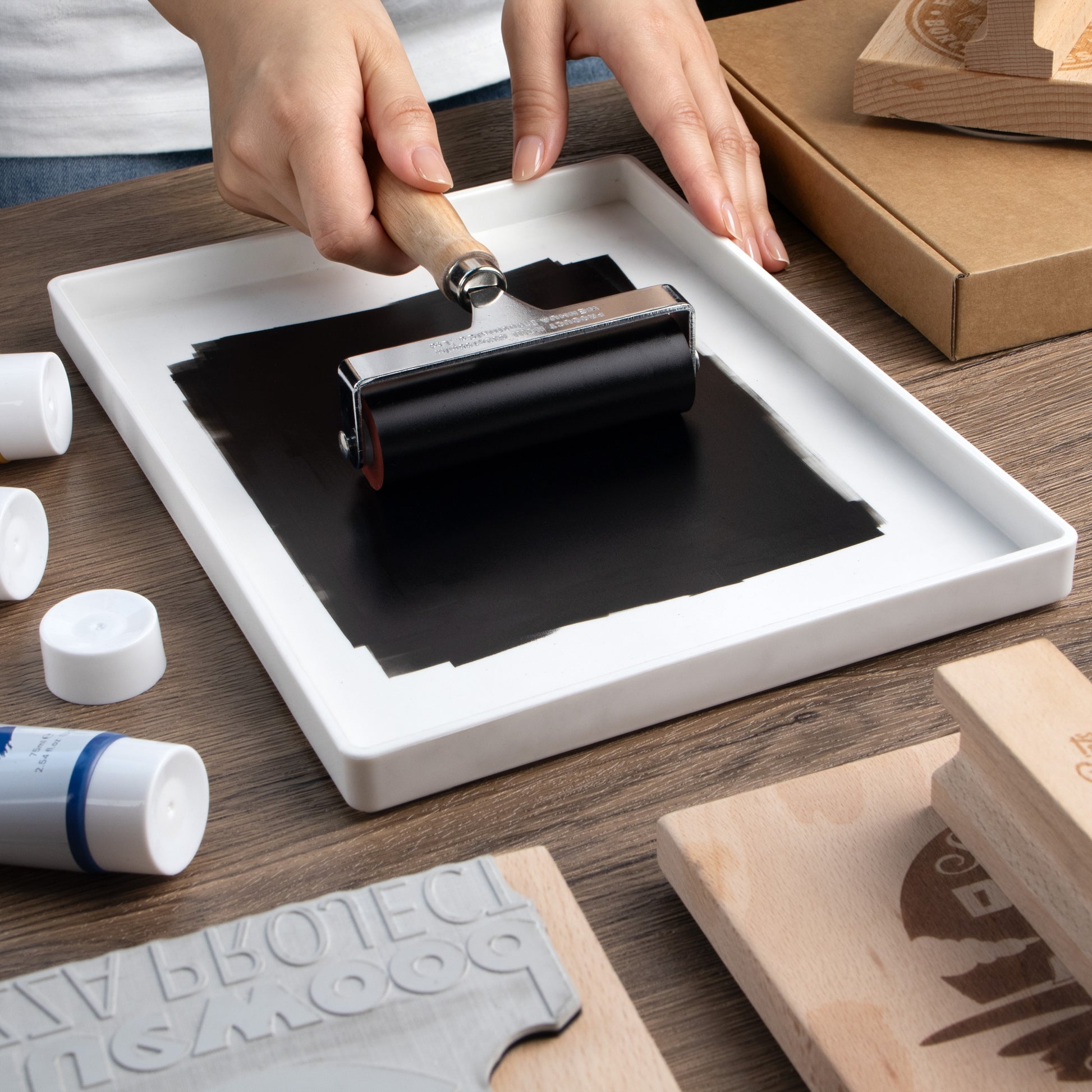 Brayer Roller Kit for Large Rubber Stamps15
