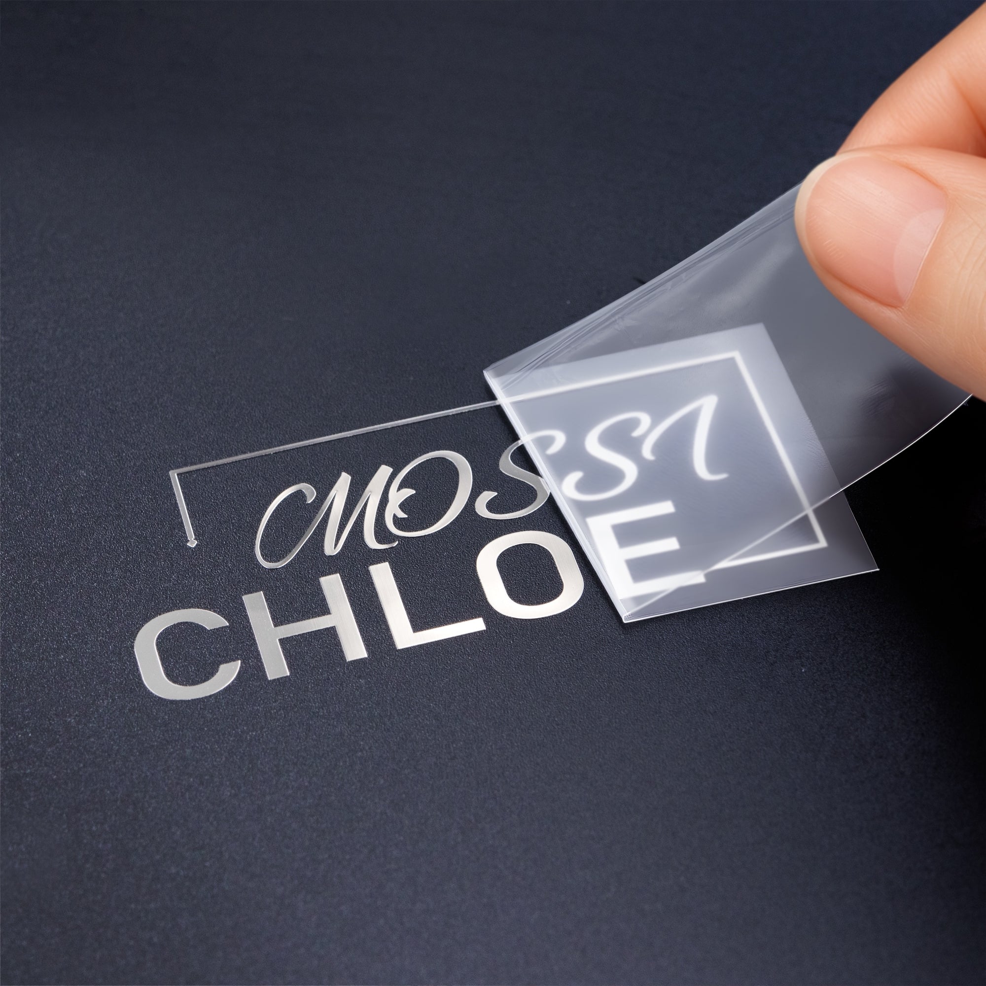 Pegatinas de Transferencia Autoadhesivas Personalizadas con Logo Comercial 3D Metálico 6