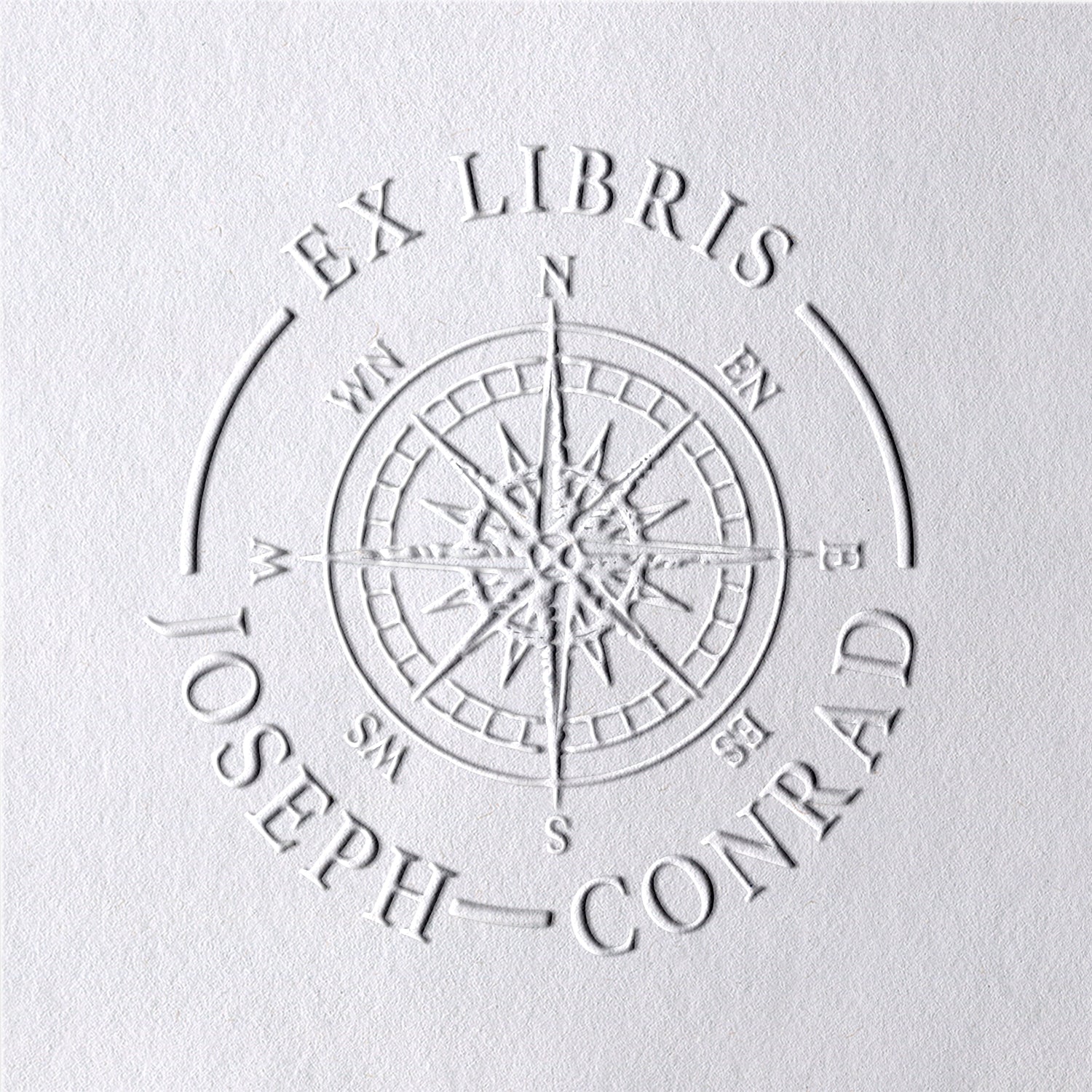 Brújula Personalizada Ex Libris Sello en Seco para Libros2