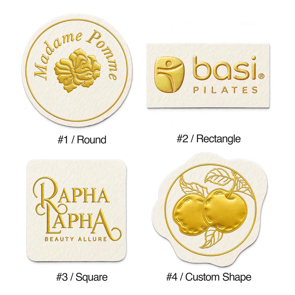 Pegatinas Texturizadas de Lujo con Sello de Caucho en foil de estampación en Relieve - Etiquetas Premium de foil de estampación Doradosku311