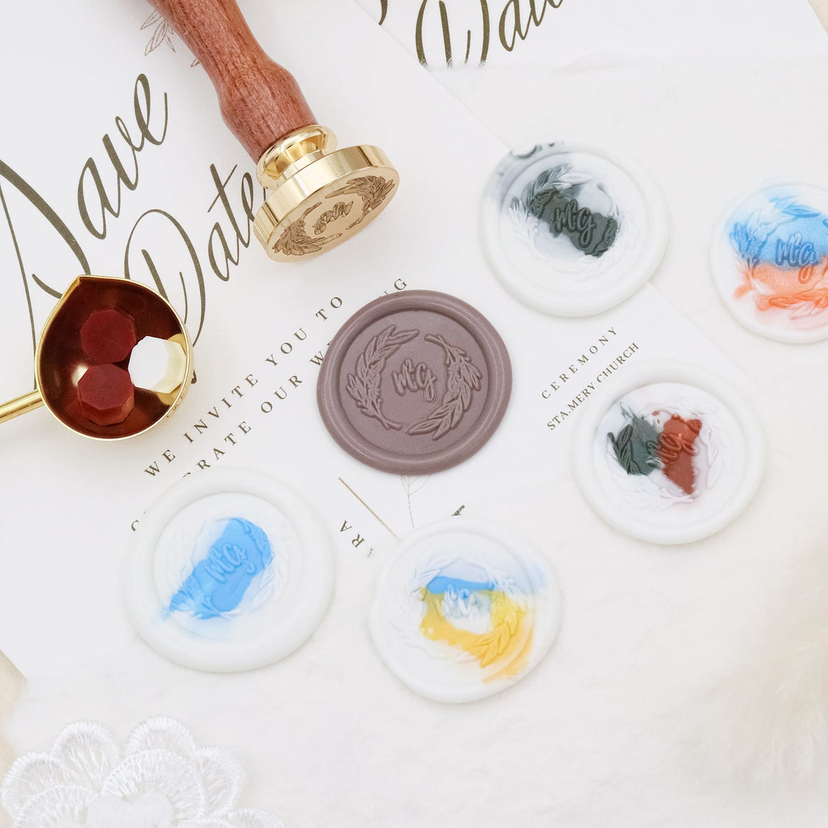 Stamprints Sellos de Lacre Personalizados con Monograma de Boda 4